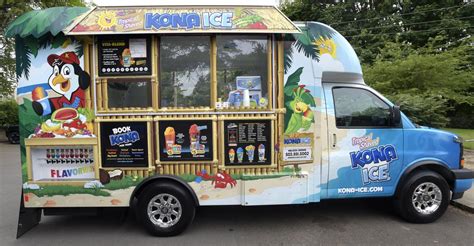 Shaved ice truck - Mar 5, 2024 · Today, Kona Ice is one of the fastest growing franchises with over 1,000 trucks in 48 states. The estimated fleet revenue is over $125 million and the corporate revenue is about $25 million. The cost to start a Kona Ice franchise is $100,000. Comparatively, I’ve spent $8,763 on this business.
